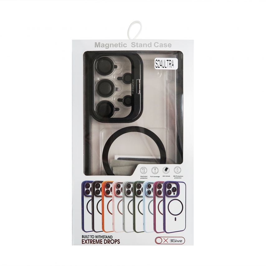 Case with MagSafe for Samsung Galaxy S24 Ultra/S928 (2024) with stand and camera protection black (03)