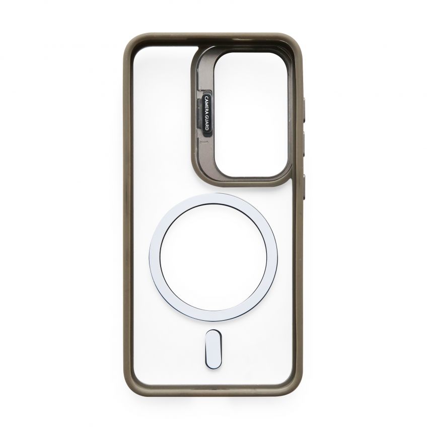 Case with MagSafe for Samsung Galaxy S24 Ultra/S928 (2024) with stand and camera protection light grey (06)