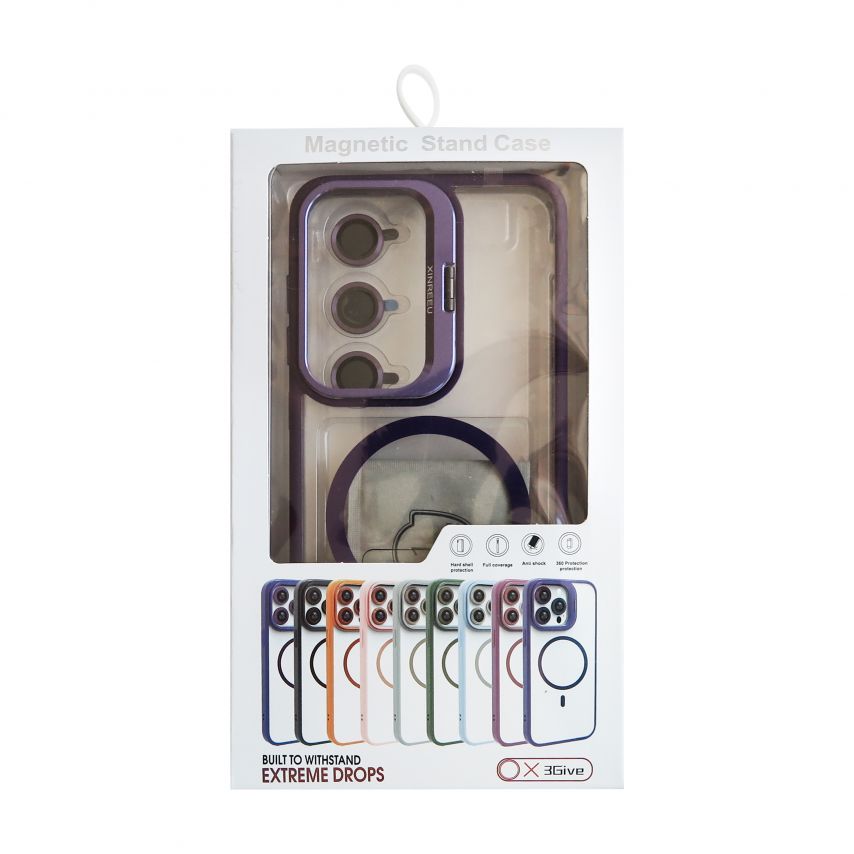 Case with MagSafe for Samsung Galaxy S25/S931 (2025) with stand and camera protection violet (02)