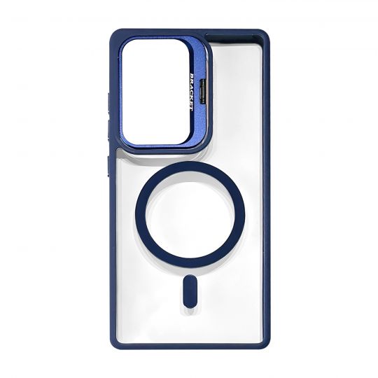 Coque MagSafe avec support et protection de caméra pour Samsung S25 (4) bleu foncé