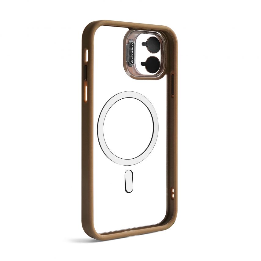 Coque avec MagSafe pour Apple iPhone 11 avec support et protection pour les caméras brun d'or (09)