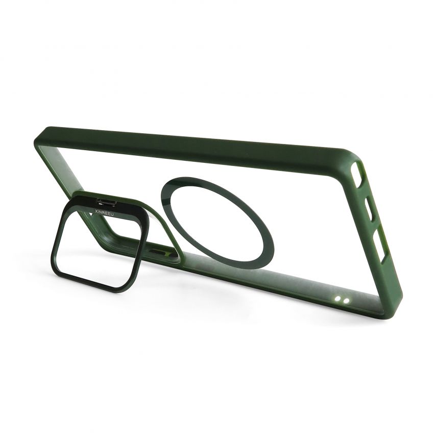 Case with MagSafe for Samsung Galaxy S25 Ultra/S938 (2025) with stand and camera protection green (01)