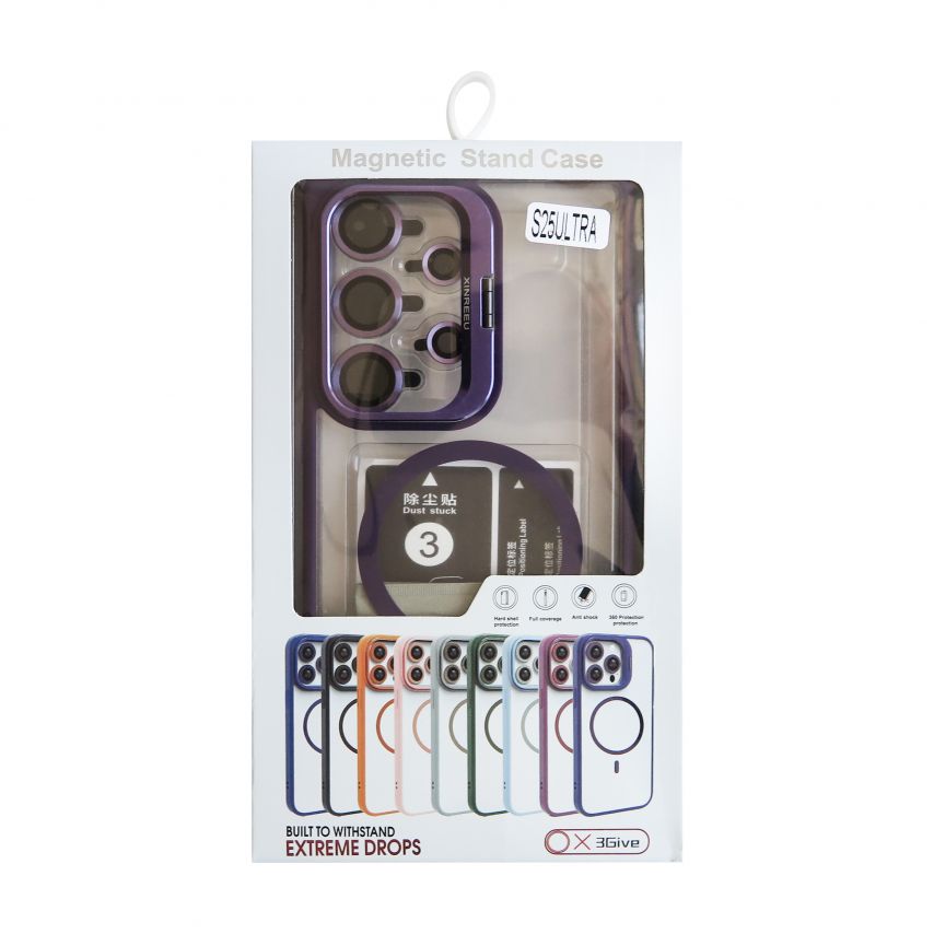 Case with MagSafe for Samsung Galaxy S25 Ultra/S938 (2025) with stand and camera protection violet (02)