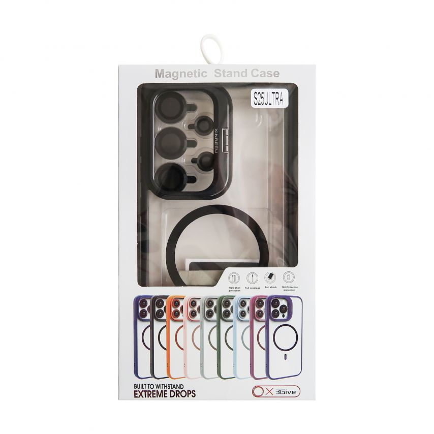 Case with MagSafe for Samsung Galaxy S25 Ultra/S938 (2025) with stand and camera protection black (03)