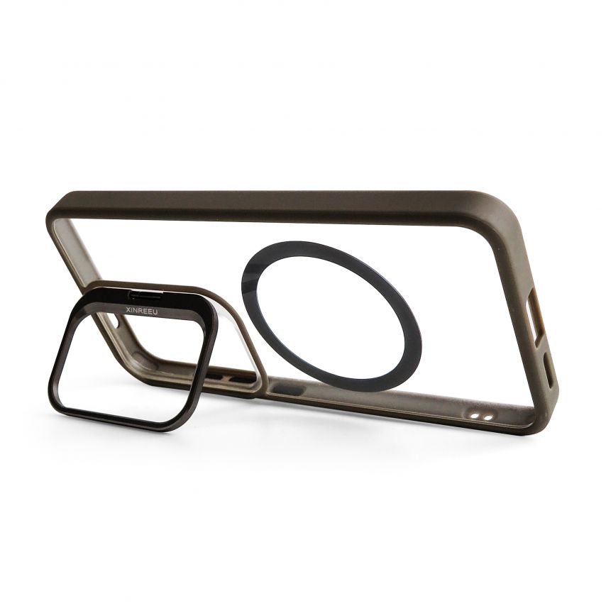 Case with MagSafe for Samsung Galaxy S25 Ultra/S938 (2025) with stand and camera protection light grey (06)