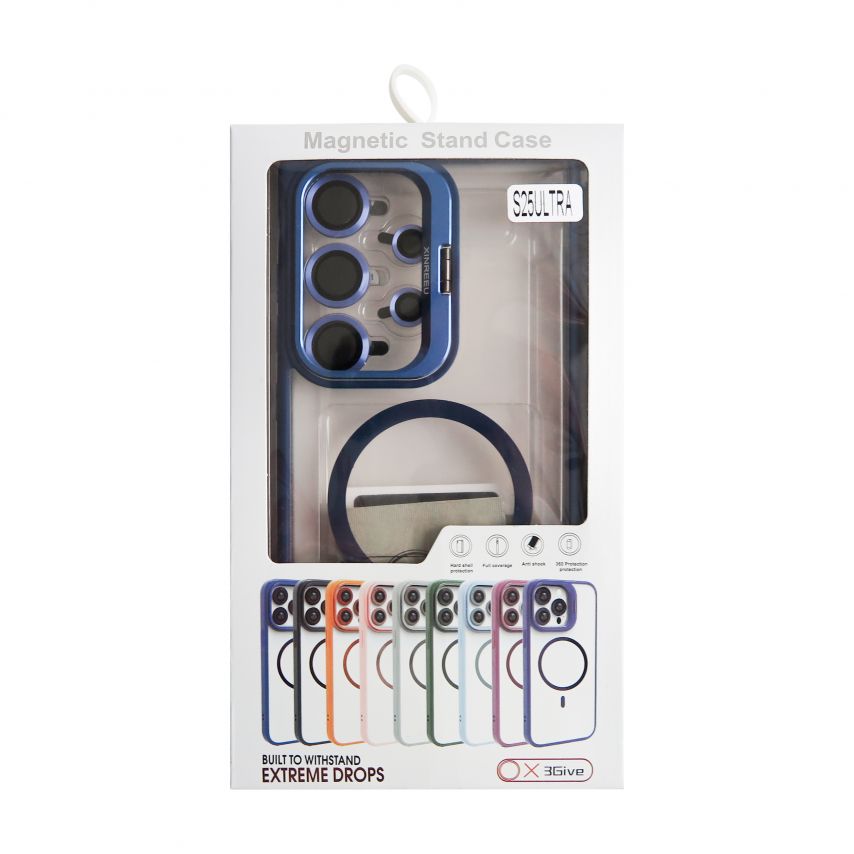 Case with MagSafe for Samsung Galaxy S25 Ultra/S938 (2025) with stand and camera protection dark blue (04)