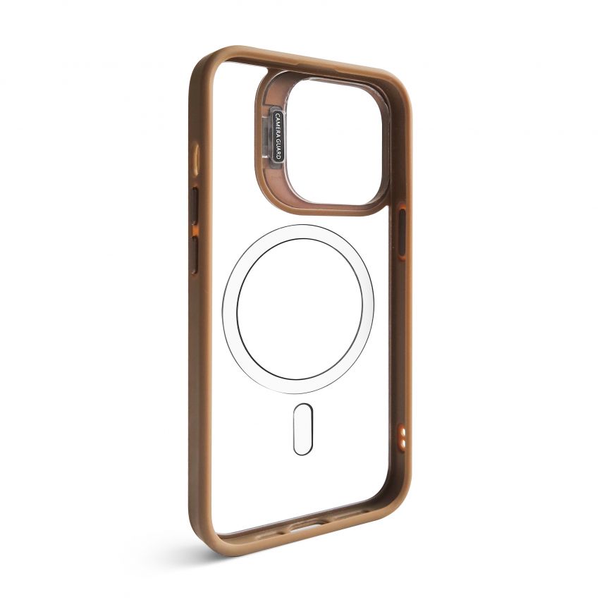 Coque avec MagSafe pour Apple iPhone 13 Pro avec support et protection pour les caméras brun d'or (09)