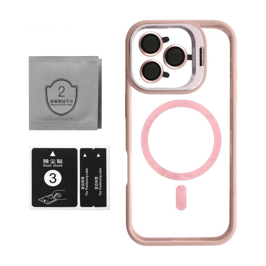Case with MagSafe for Apple iPhone 16 Pro with stand and camera protection pink (10)