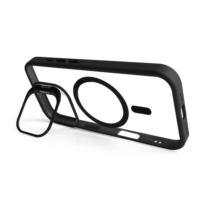 Hülle mit MagSafe für Apple iPhone 16e mit Ständer und Kameraschutz black (03)