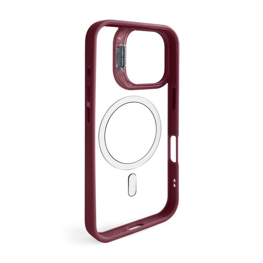 Hülle mit MagSafe für Apple iPhone 16e mit Ständer und Kameraschutz bordo (05)