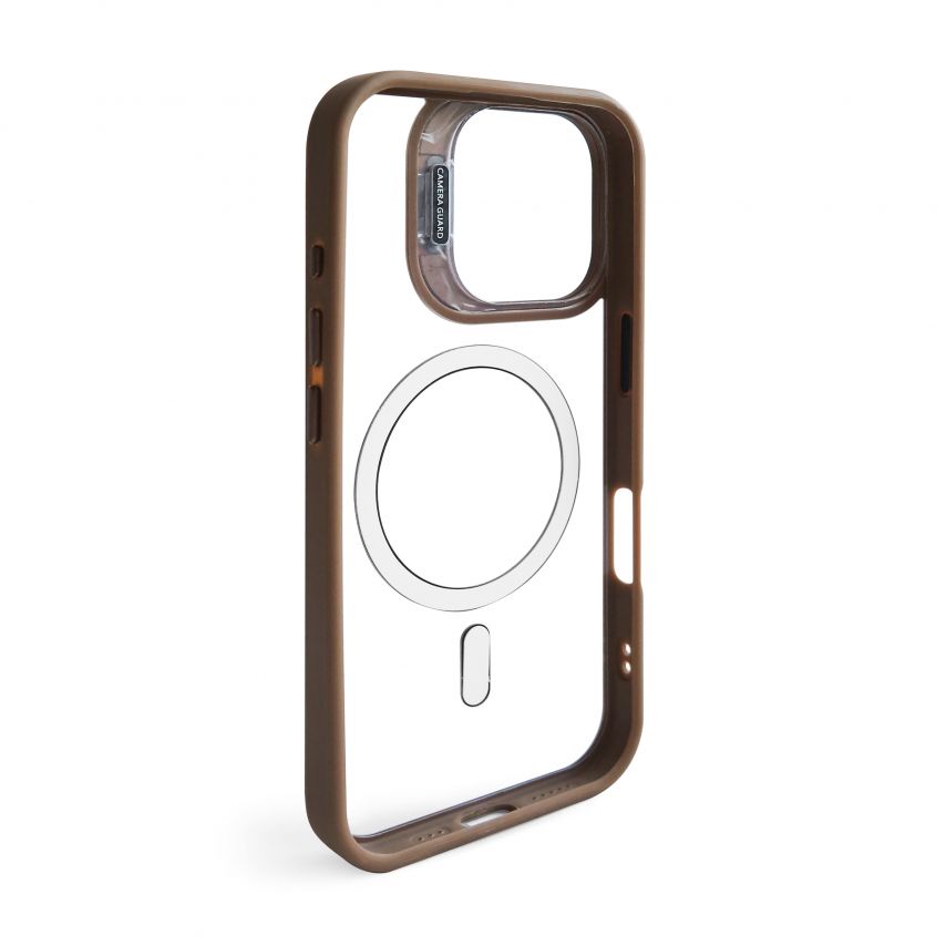 Hülle mit MagSafe für Apple iPhone 16e mit Ständer und Kameraschutz gold brown (09)