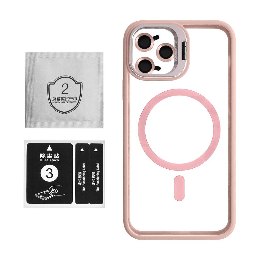 Case with MagSafe for Apple iPhone 12 Pro with stand and camera protection pink (10)