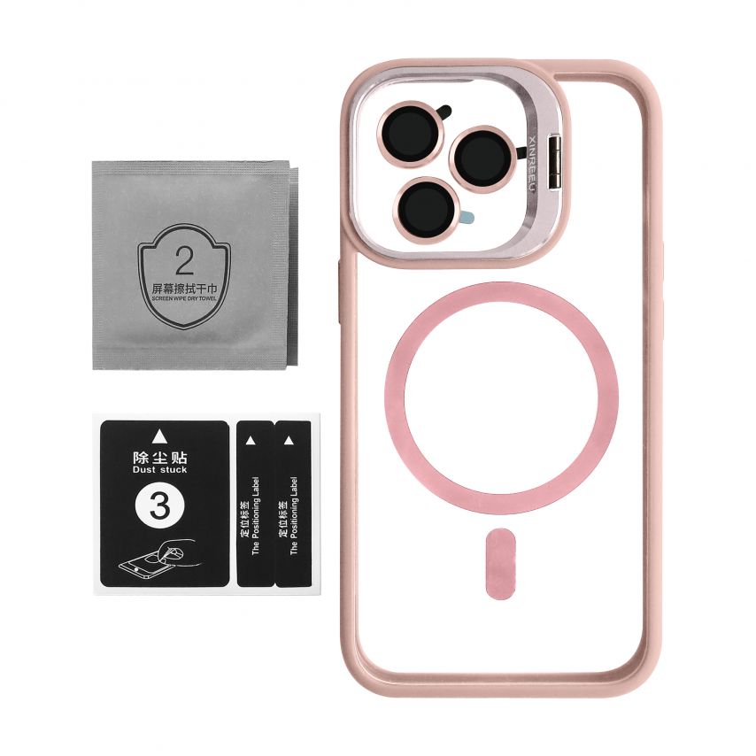 Case with MagSafe for Apple iPhone 13 Pro with stand and camera protection pink (10)