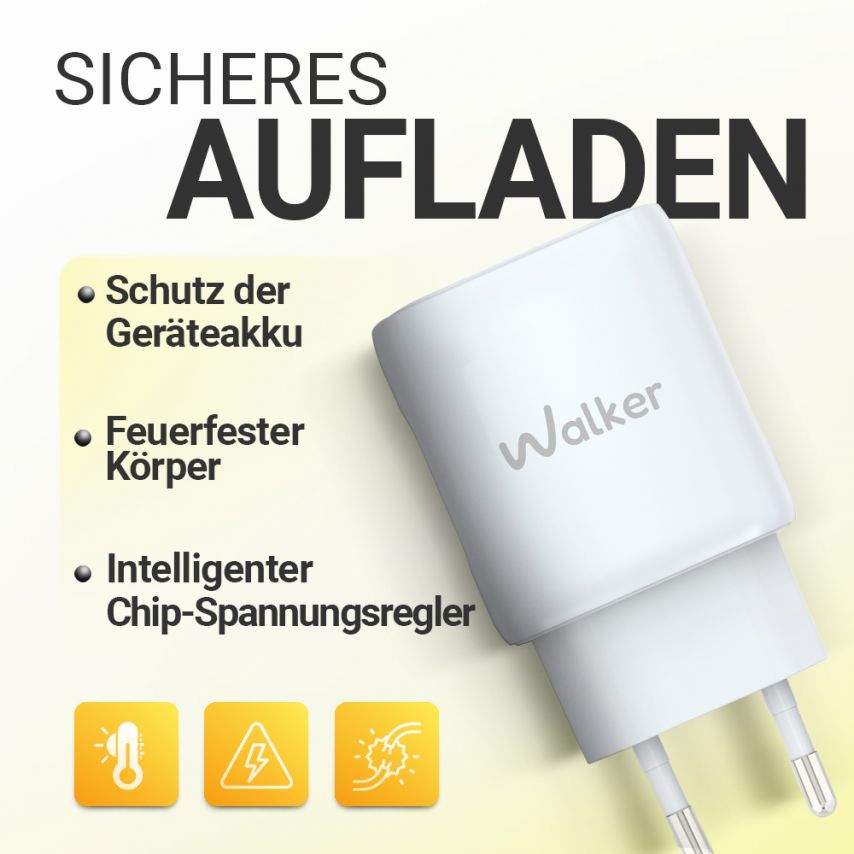 Network Charger (Adapter) 2in1 WALKER WH-64 PD_25W + Data Cable Type-C to Lightning white