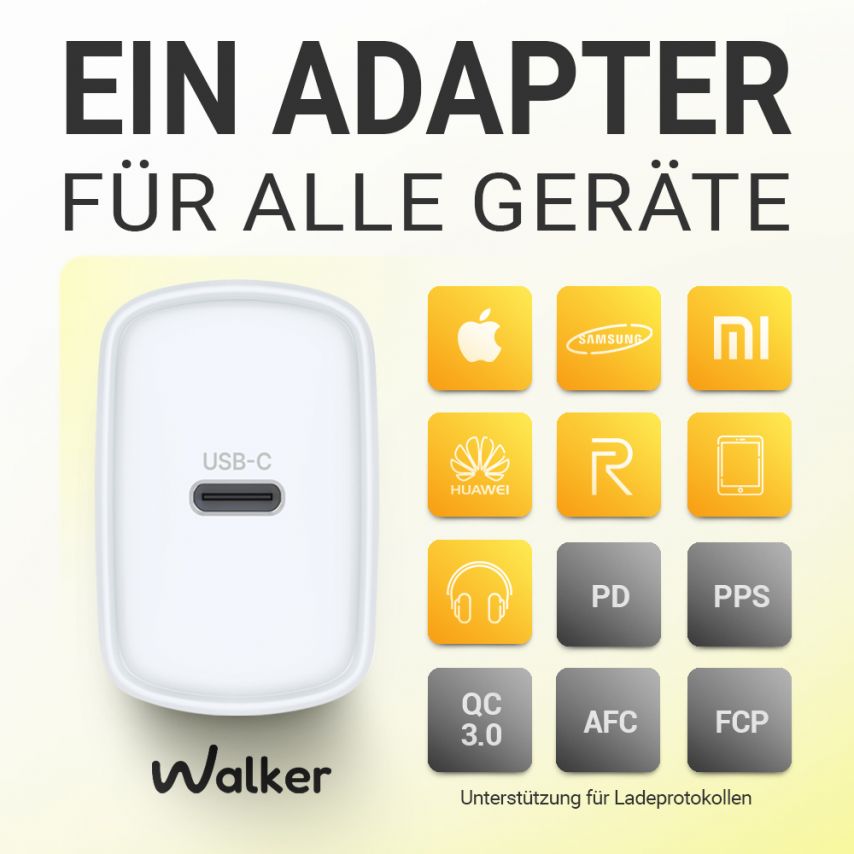 Network Charger (Adapter) 2in1 WALKER WH-64 PD_25W + Data Cable Type-C to Lightning white
