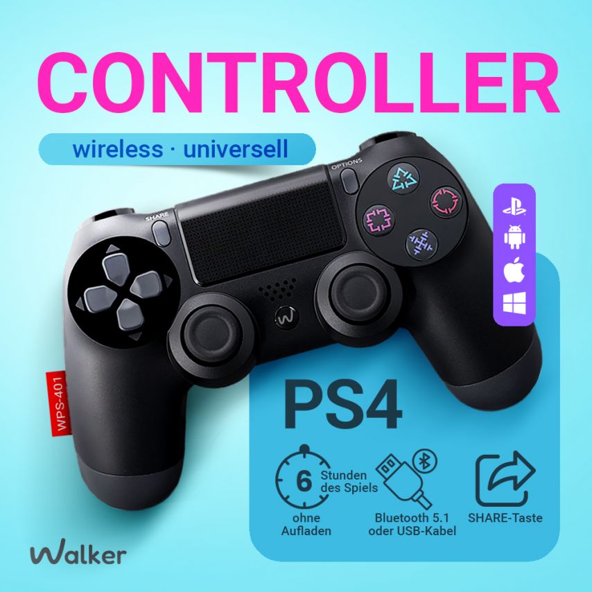 Wireless Gamepad WALKER WPS-401 black