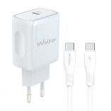 Network Charger (Adapter) 2in1 WALKER WH-64 PD_25W + Data Cable Type-C to Type-C white - Buy for 10.00 € in Germany