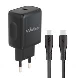 Network Charger (Adapter) 2in1 WALKER WH-64 PD_25W + Data Cable Type-C to Type-C black - Buy for 10.00 € in Germany