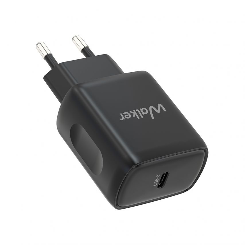 Network Charger (Adapter) 2in1 WALKER WH-64 PD_25W + Data Cable Type-C to Type-C black