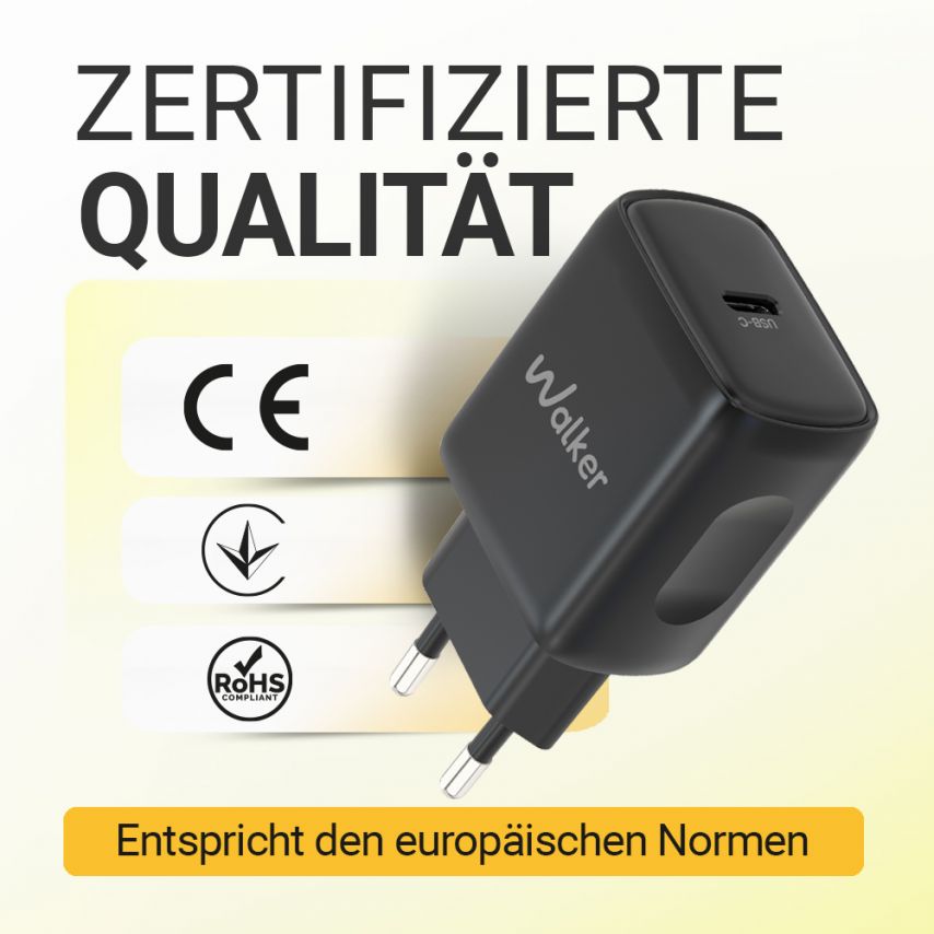Network Charger (Adapter) 2in1 WALKER WH-64 PD_25W + Data Cable Type-C to Type-C black
