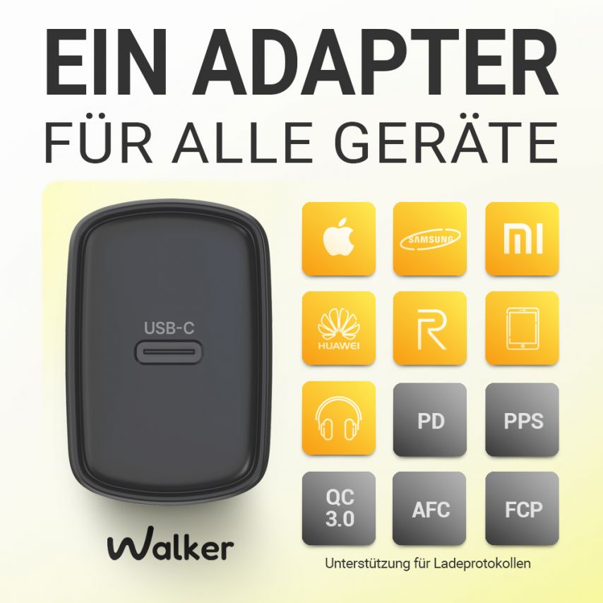 Network Charger (Adapter) WALKER WH-64 PD_25W black