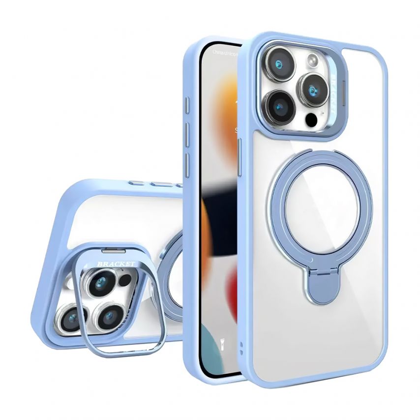 Case with MagSafe for Apple iPhone 14 Pro with two stands and camera protection sky blue (5)