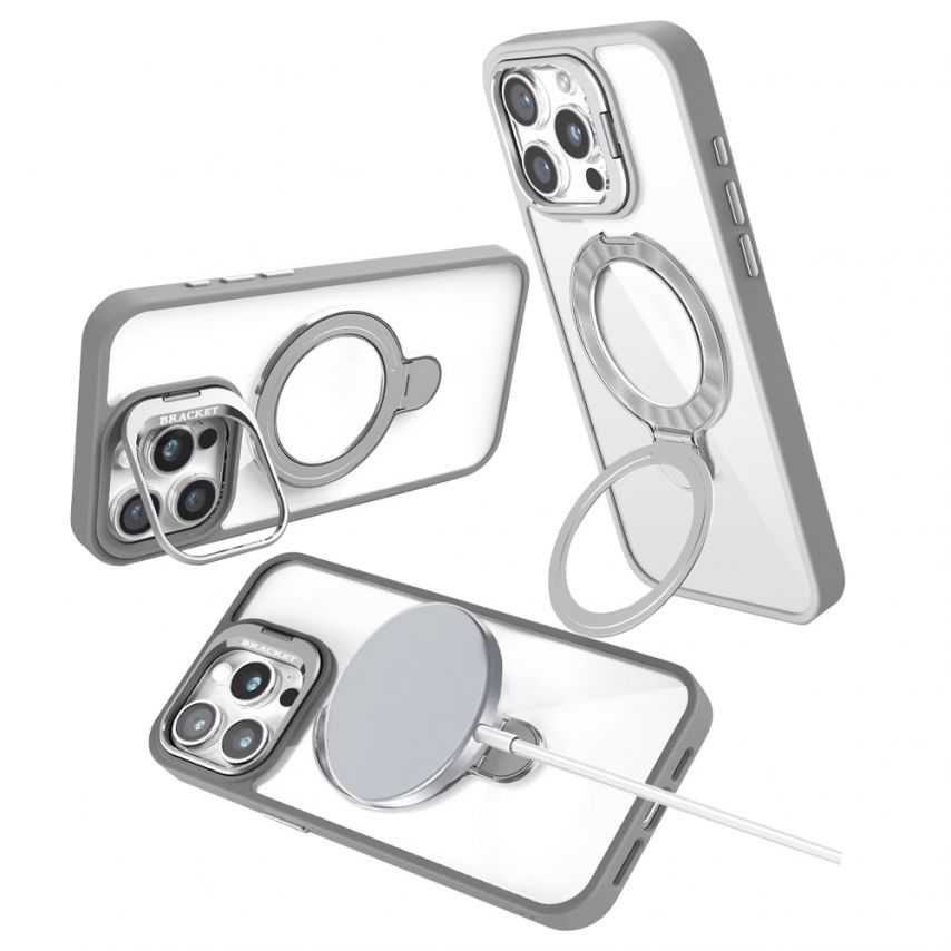 Case with MagSafe for Apple iPhone 15 with two stands and camera protection pink (2)