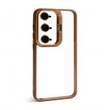 Phone Case for Samsung Galaxy S24/S921 (2024) with stand and camera protection gold brown (9)