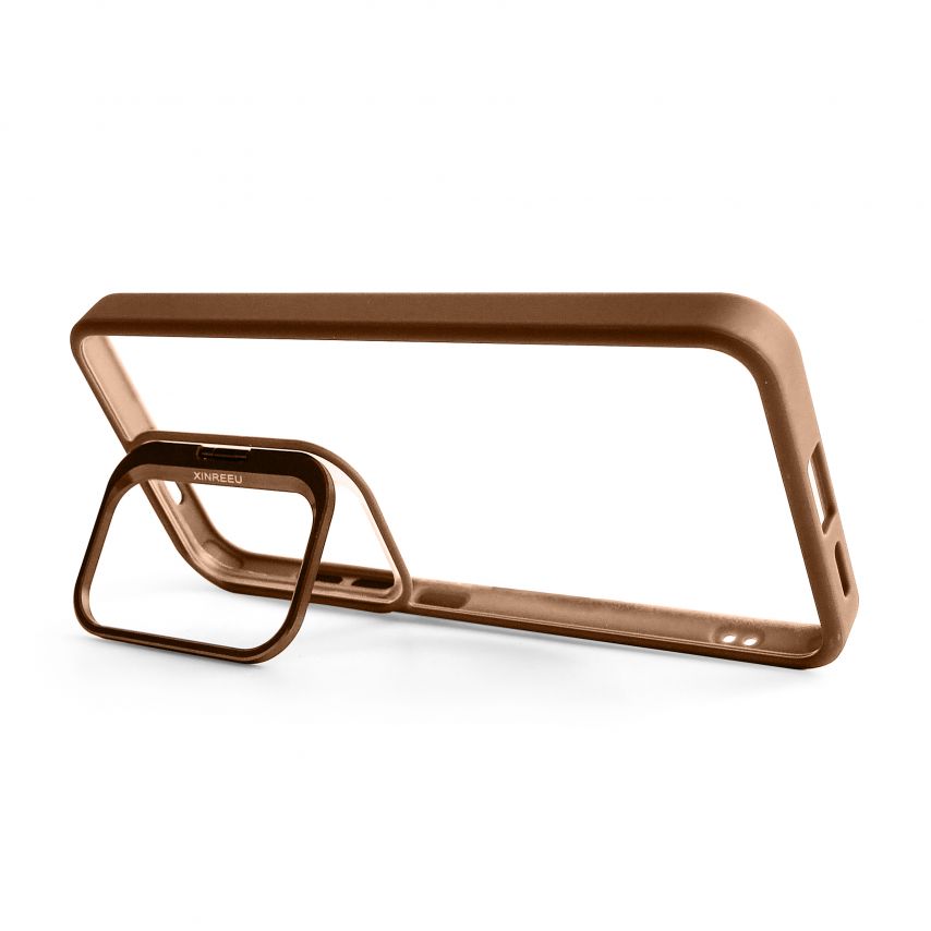 Phone Case for Samsung Galaxy S24/S921 (2024) with stand and camera protection gold brown (9)