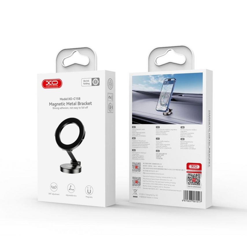 Magnetic Car Holder XO C158 with Vacuum Suction Cup gray
