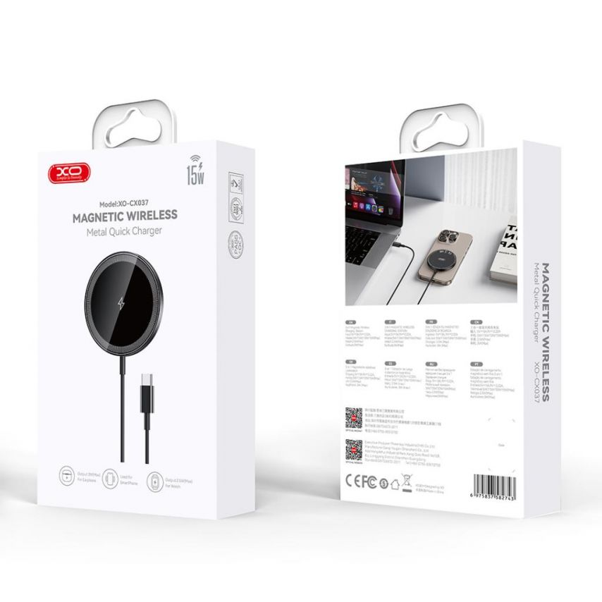 Magnetic Wireless Charger XO CX037 15W black