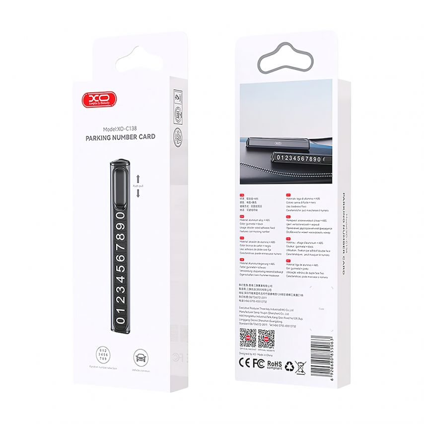 Car Parking Phone Number Sign XO C138 grey