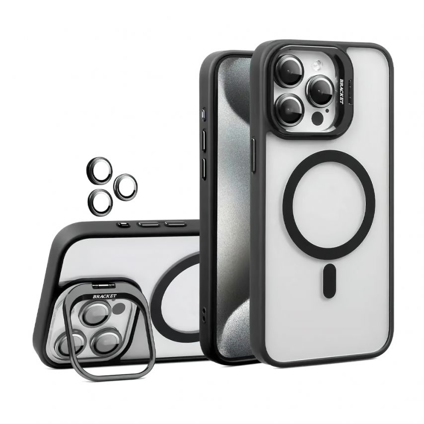Case with MagSafe for Apple iPhone 17 Pro Max with stand and camera protection black (03)