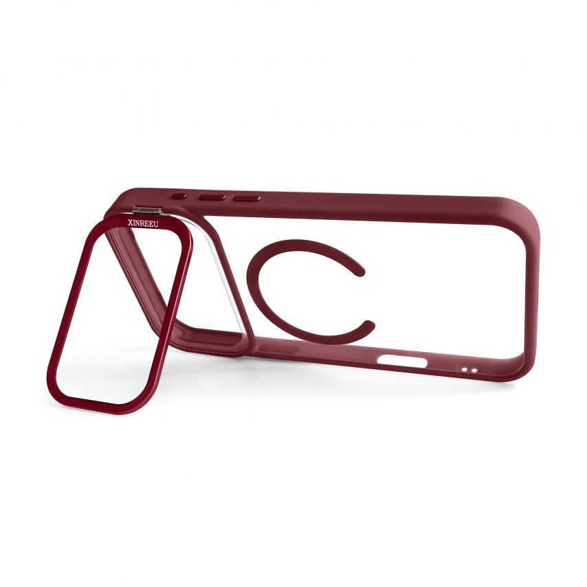 Case with MagSafe for Apple iPhone 17 Pro Max with stand and camera protection bordo (05)