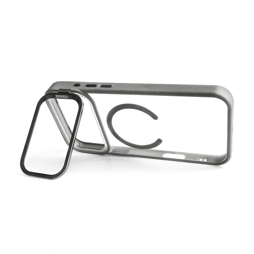 Case with MagSafe for Apple iPhone 17 Pro Max with stand and camera protection light grey (06)
