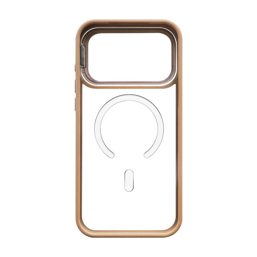 Case with MagSafe for Apple iPhone 17 Pro Max gold with stand and camera protection brown (09)