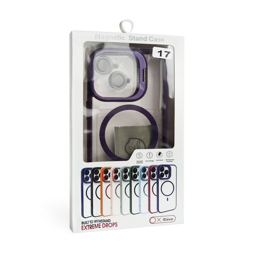Case with MagSafe for Apple iPhone 17 with stand and camera protection violet (02)