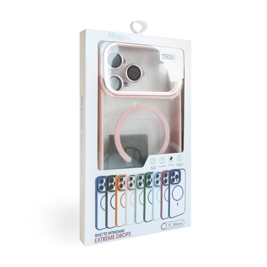 Case with MagSafe for Apple iPhone 17 Pro Max with stand and camera protection pink (10)