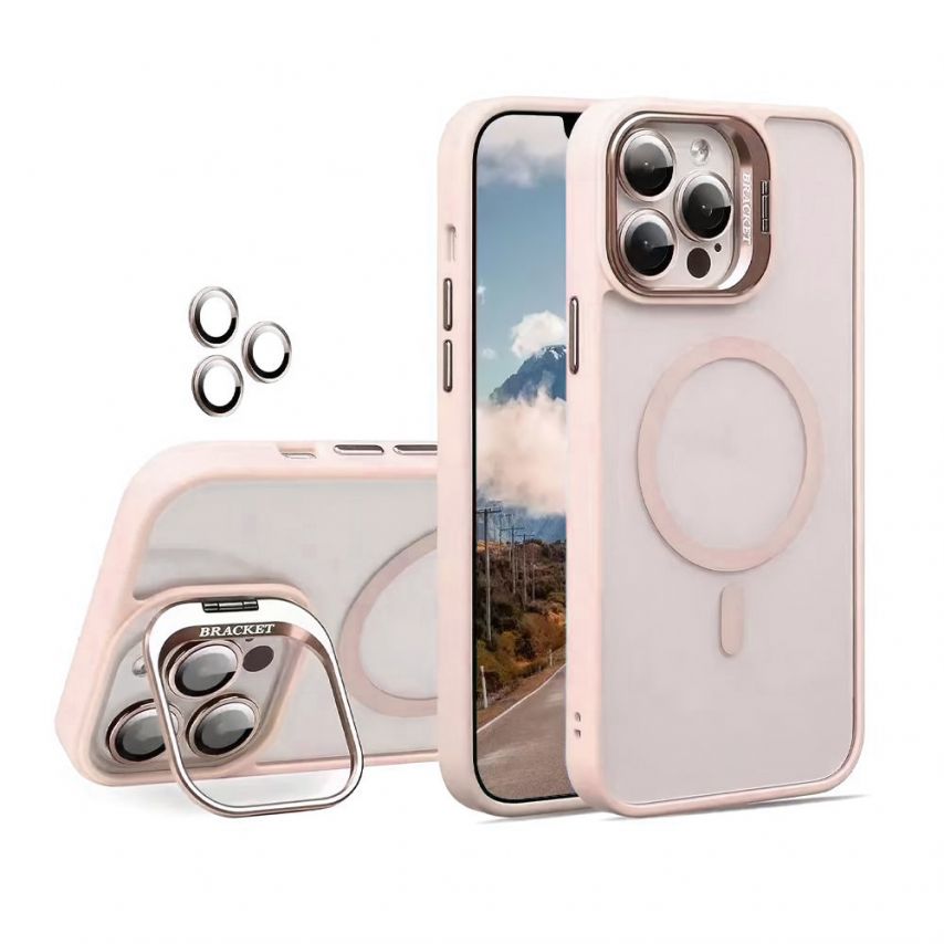 Case with MagSafe for Apple iPhone 17 Pro Max with stand and camera protection pink (10)