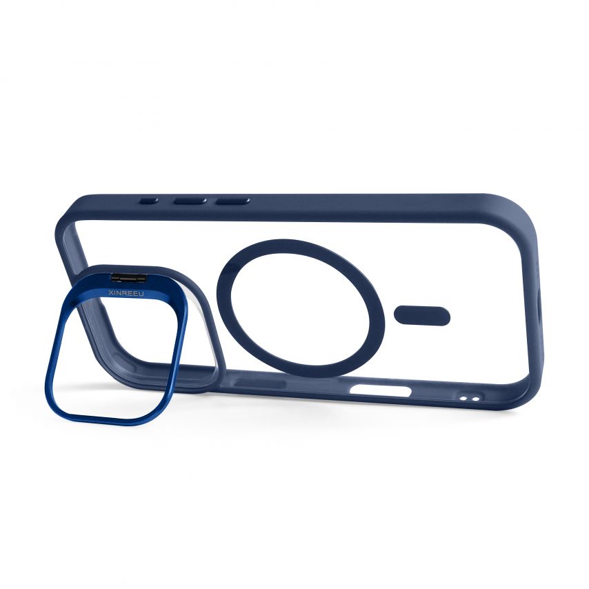 Case with MagSafe for Apple iPhone 17 with stand and camera protection dark blue (04)