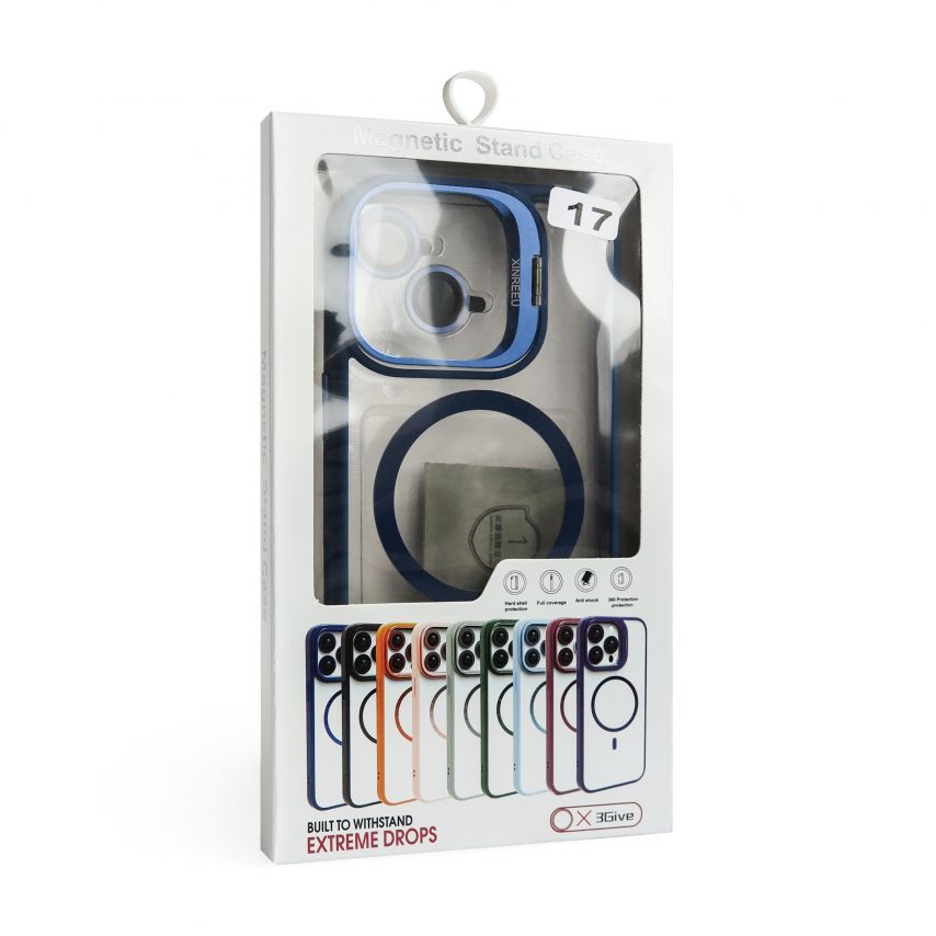 Case with MagSafe for Apple iPhone 17 with stand and camera protection dark blue (04)