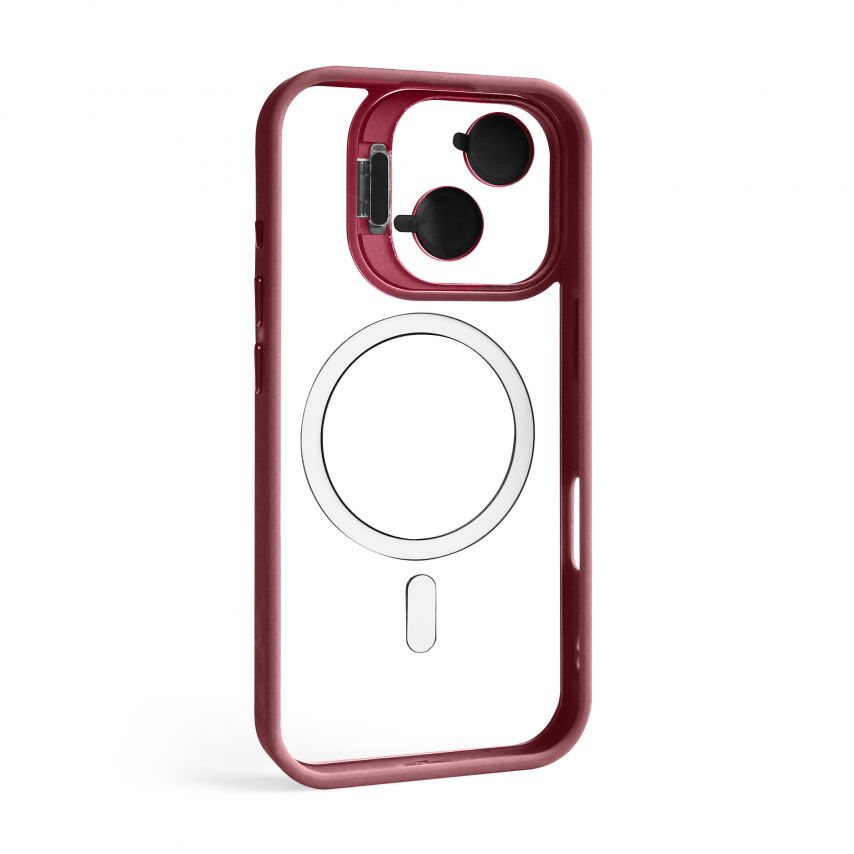 Case with MagSafe for Apple iPhone 17 with stand and camera protection bordo (05)