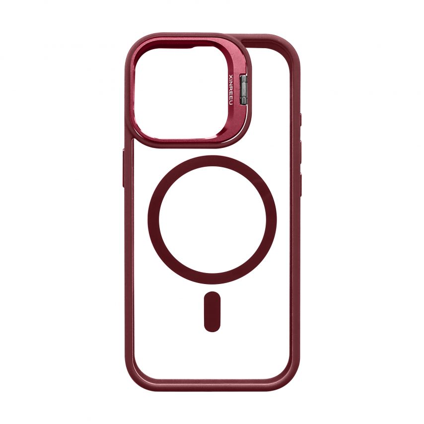 Case with MagSafe for Apple iPhone 17 with stand and camera protection bordo (05)