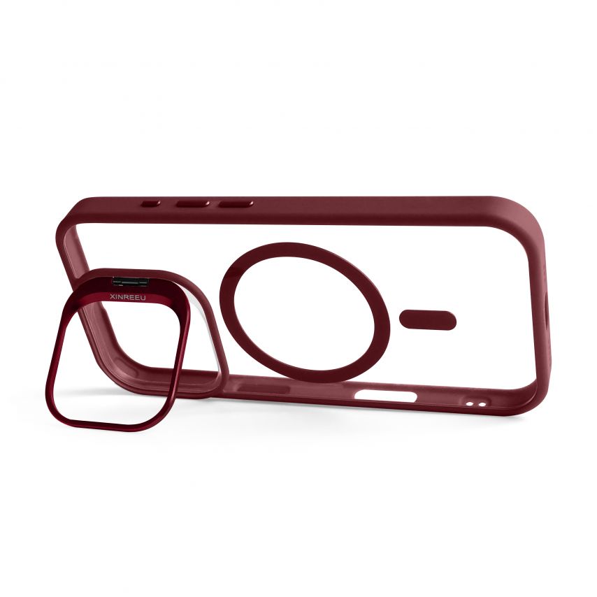 Case with MagSafe for Apple iPhone 17 with stand and camera protection bordo (05)