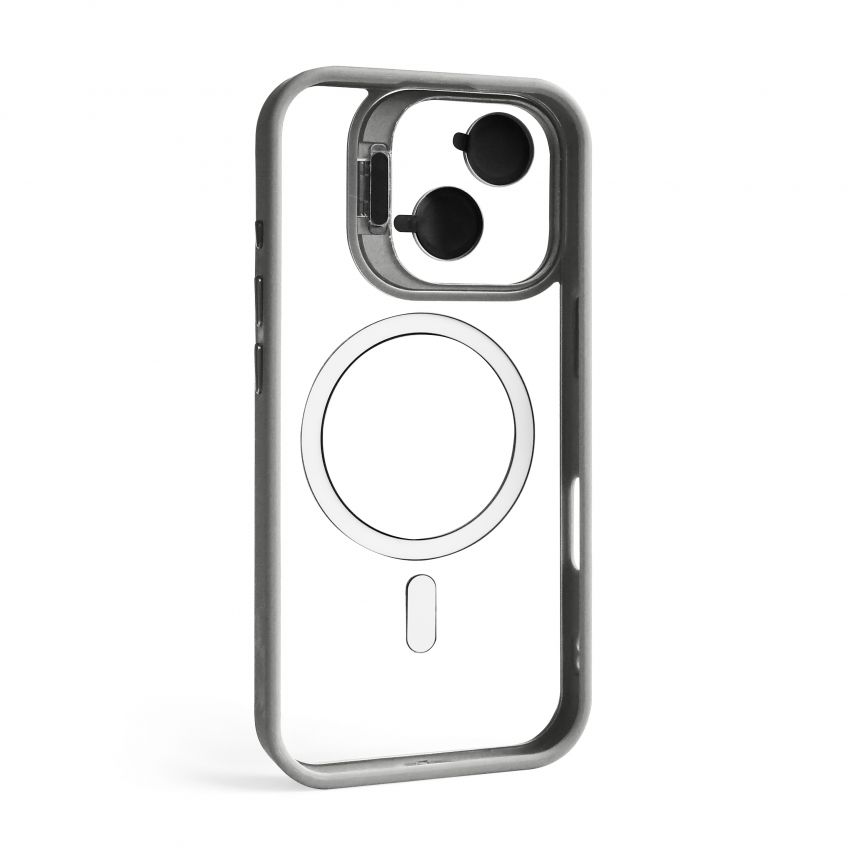 Case with MagSafe for Apple iPhone 17 with stand and camera protection light grey (06)