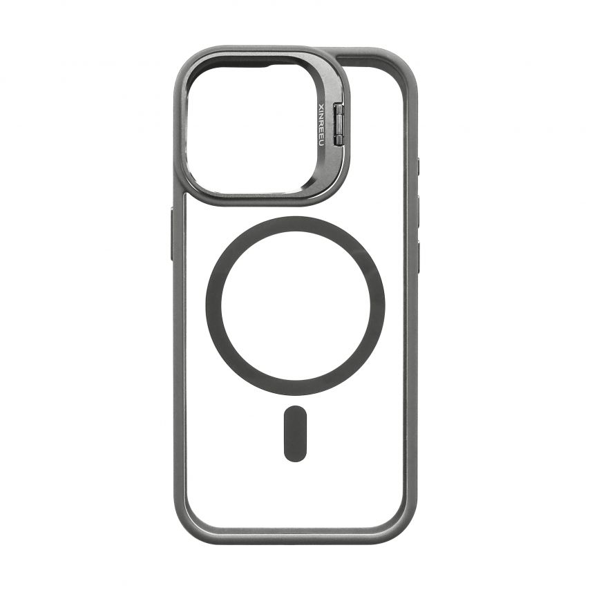 Case with MagSafe for Apple iPhone 17 with stand and camera protection light grey (06)