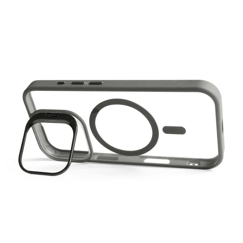 Case with MagSafe for Apple iPhone 17 with stand and camera protection light grey (06)