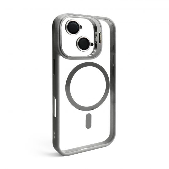 Case with MagSafe for Apple iPhone 17 with stand and camera protection light grey (06)