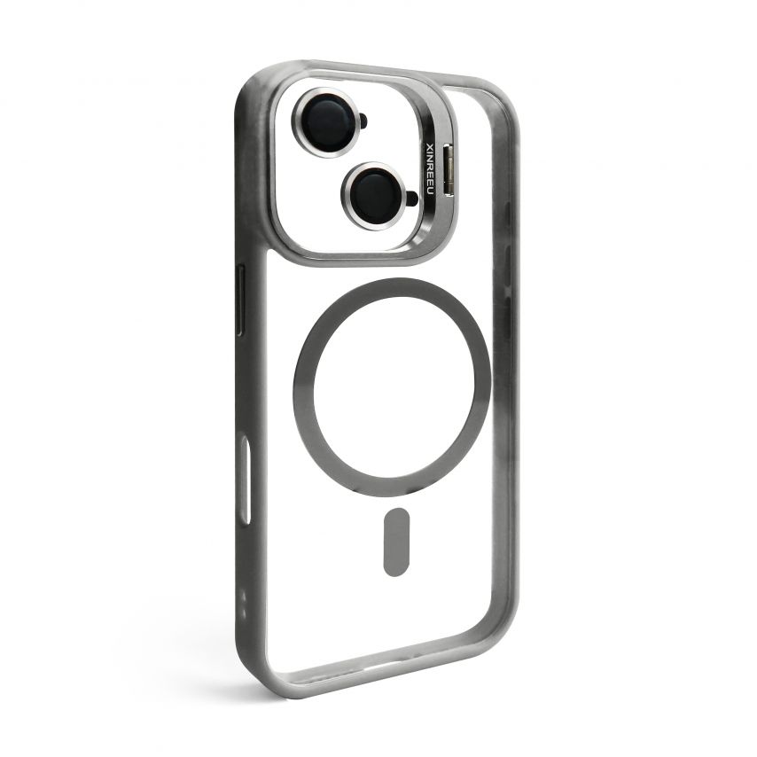 Case with MagSafe for Apple iPhone 17 with stand and camera protection light grey (06)