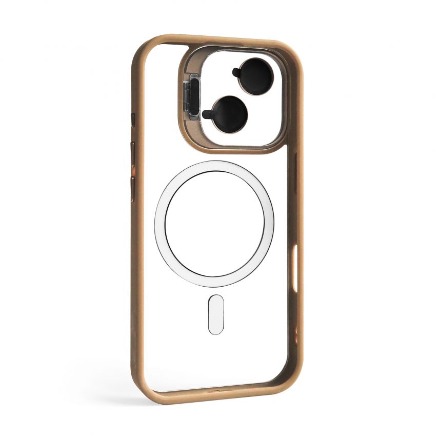 Case with MagSafe for Apple iPhone 17 with stand and camera protection gold brown (09)